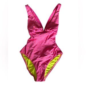 Echo one piece swim suite size 6 pinkish‎ orange/ purple/yellow!